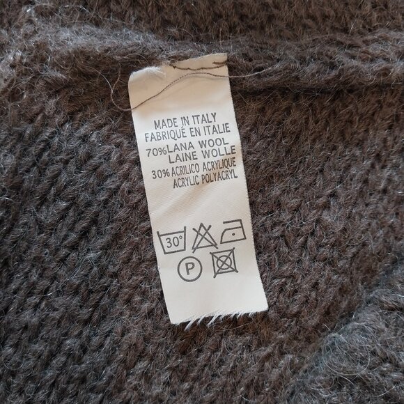 Vintage Italy Made Cardigan Women S M Brown Chunky Cable Knit Wool Blend Sweater - Picture 7 of 9